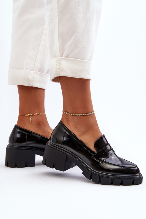 Dámské mokasíny na masivním podpatku Big Star NN274055 Černé