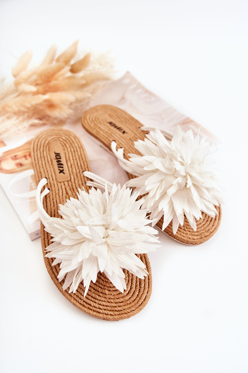 Žien flip -flops flip -flops s materiálnou dekoráciou biela Eviana