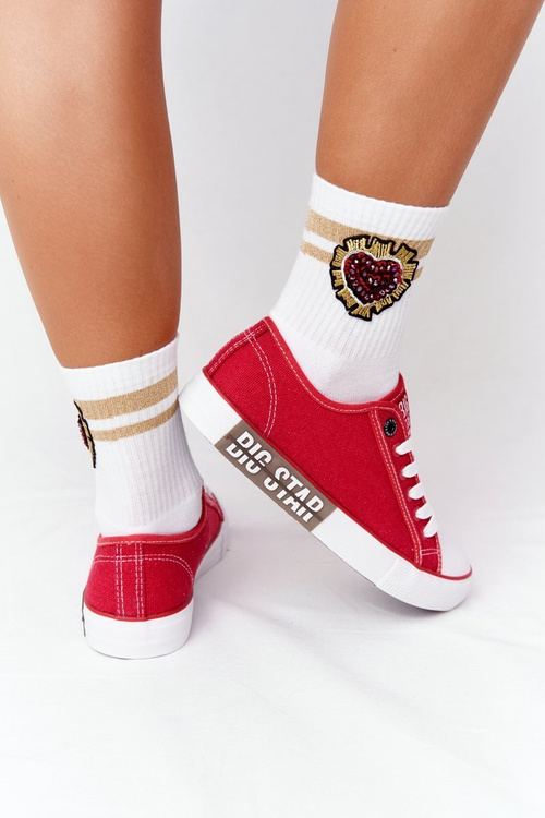 Dámska veľká hviezda HH274115 Red Sneakers