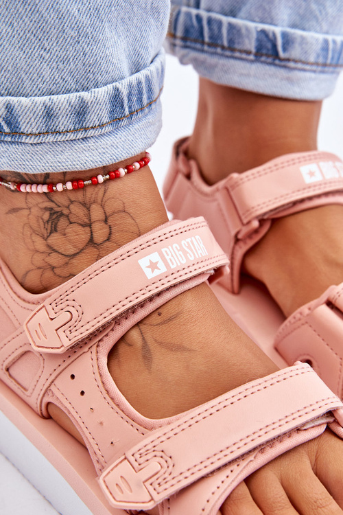 Dámske športové sandále na ružovej platforme Big Star LL274788
