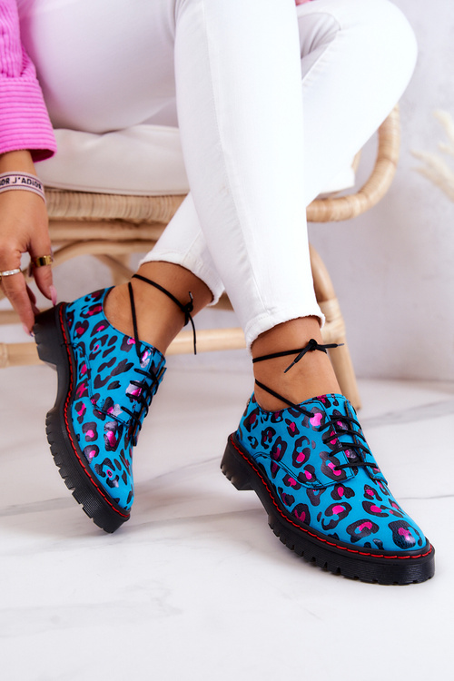 Dámske kožené topánky Oxford Maciejka 04087-47 modrá