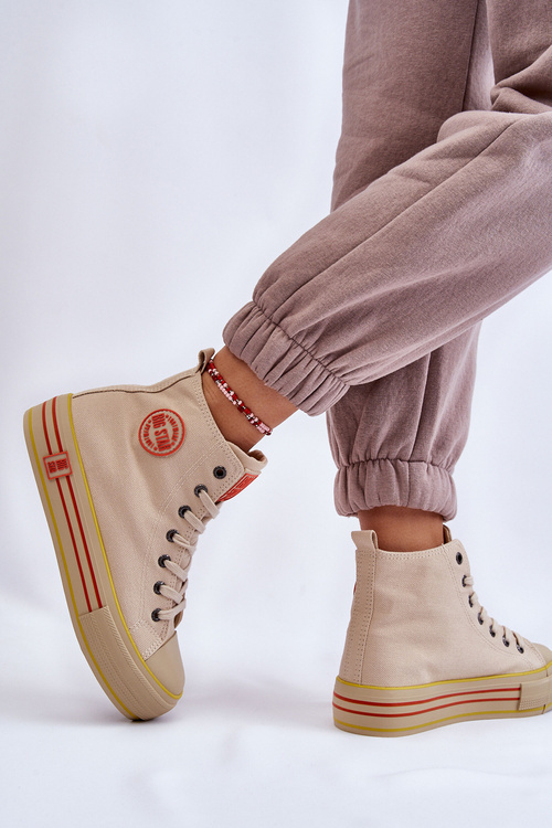 Dámske tenisky s vysokým materiálom na platforme Big Star LL274187 Beige