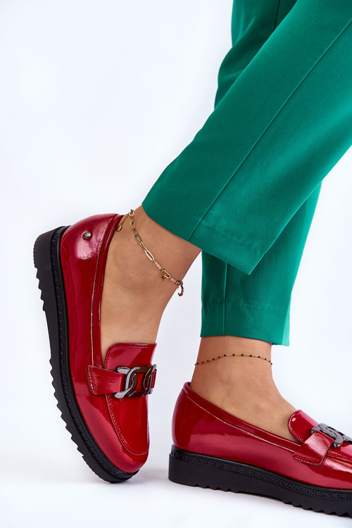 Lakované mokasíny Na Platformě červené Abisso