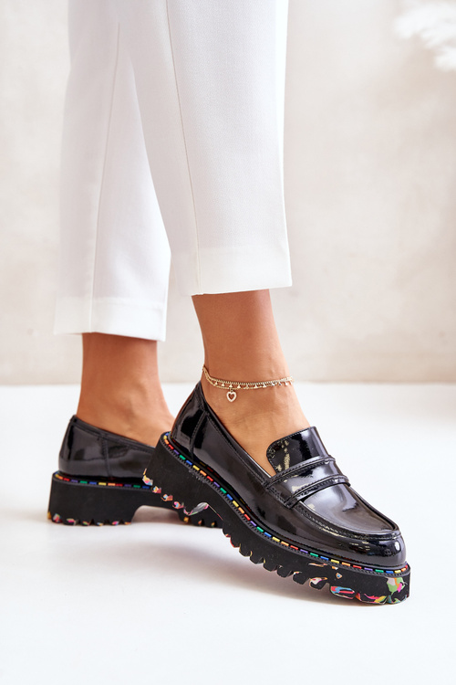 Masivní dámské lakované mokasíny černé Artiker 55C0489