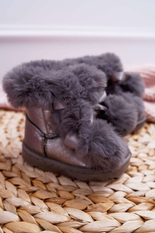 Detské topánky pre mládež izolované tmavo šedé snehové topánky Roofy