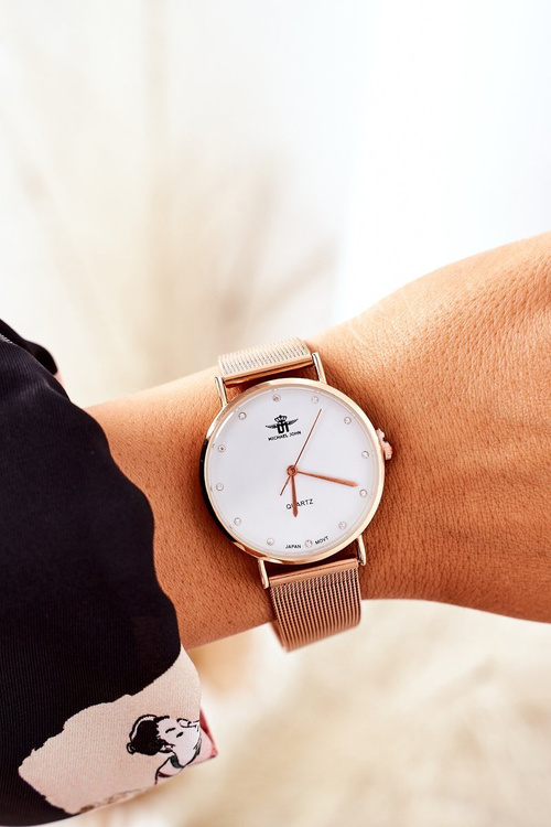 Sieťový náramok hodinky Michael John Pink Gold