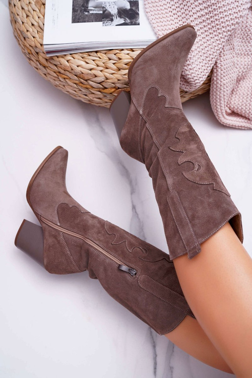 Dámske topánky na stĺpe Cappuccino Brunt Cowboy topánky