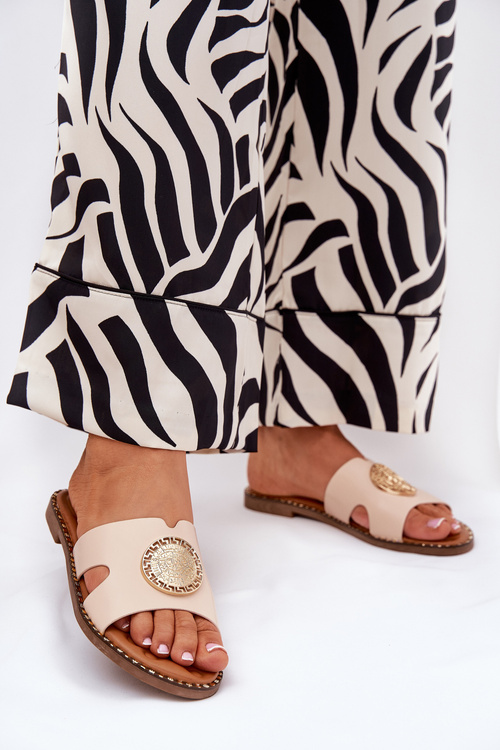 Ploché Damské Pantofle S Dekorativním Detalem Béžové Oferry