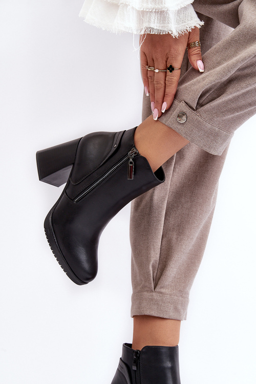 Dámske topánky na stĺpe so zipsami, Black Ryelle