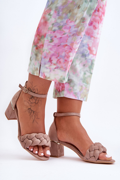 Kožené Sandály S Copánkem Tmavě Hnědým Essenza