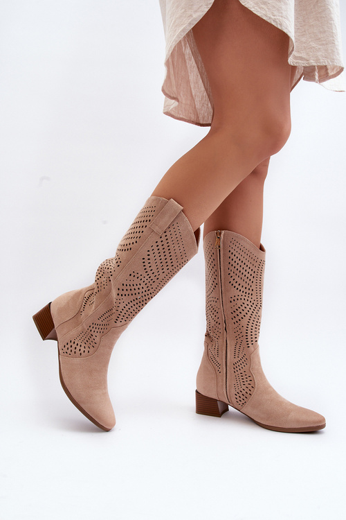 Průsvitné šněrovací boty na nízkém podpatku béžové Walea