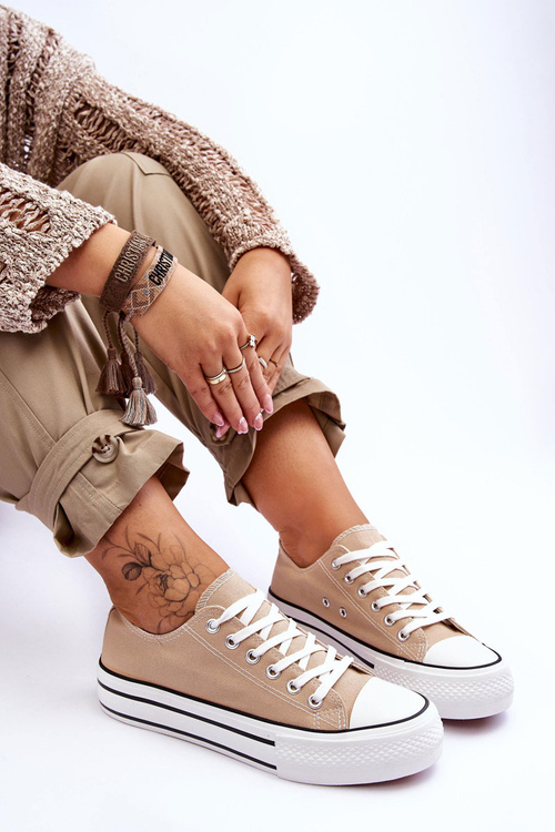 Dámské Tenisky Na Robustní Platformě Béžové Ember