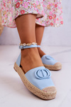 Kožené espadrilky se zdobením modre Nells