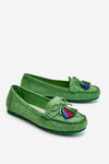 Sužné mokasíny s lukom a strapcami zelenej Dorine