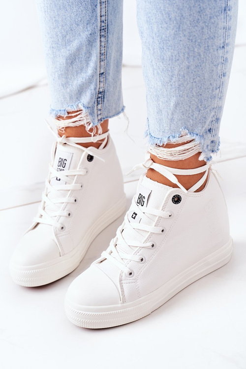 Kožené Klínové Tenisky Sneakers Big Star EE274128 Bílé