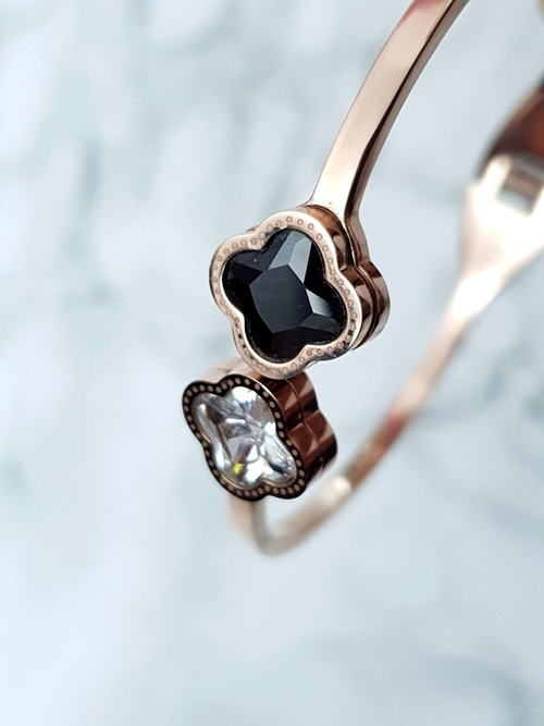 Dámský Náramek Ocel se dvěma zirkony růžové zlato Beluci