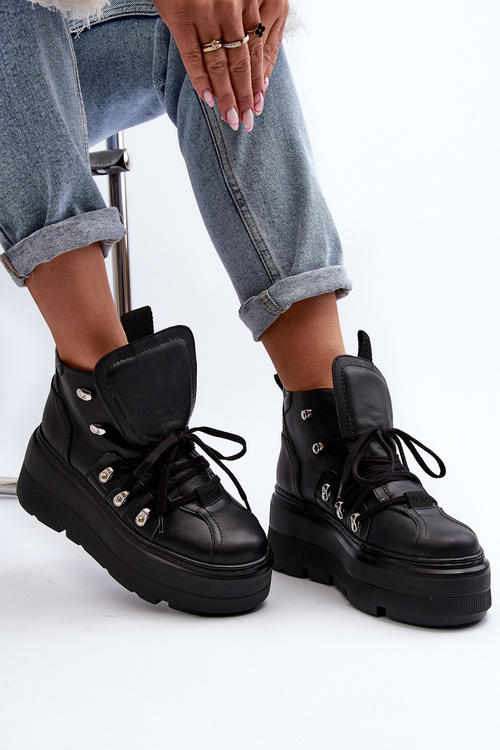 Zazoo 3416 Kožená dámska športová obuv čierna