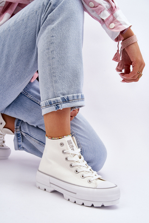 Tenisky s vysokým materiálom na bielej platforme Big Star LL274156