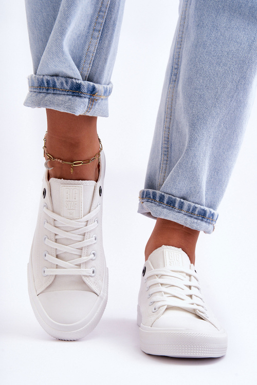 Dámské nízké Materiál tenisky Big Star KK274008 Bílé