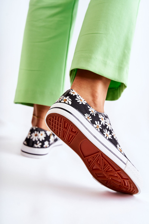 Nízke dámske čierne tenisky Janey Flowers