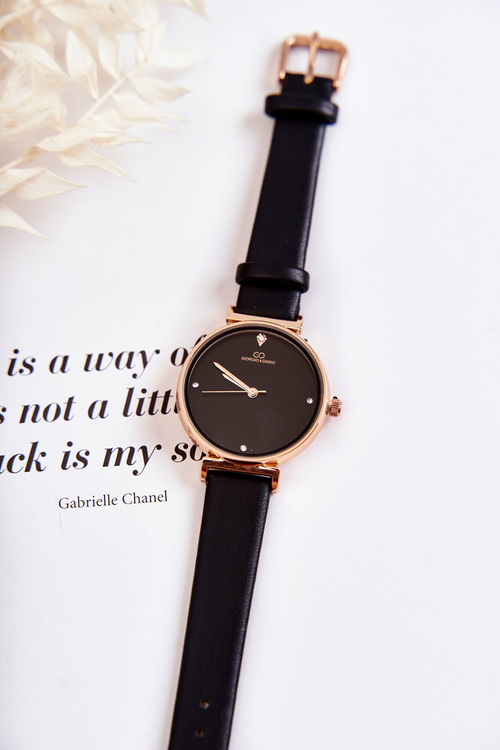 Dámske klasické hodinky na koženom opasku Giorgio a Dario Black