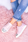 Lu boo tenisky s lesklým kryštálom práškom ružové