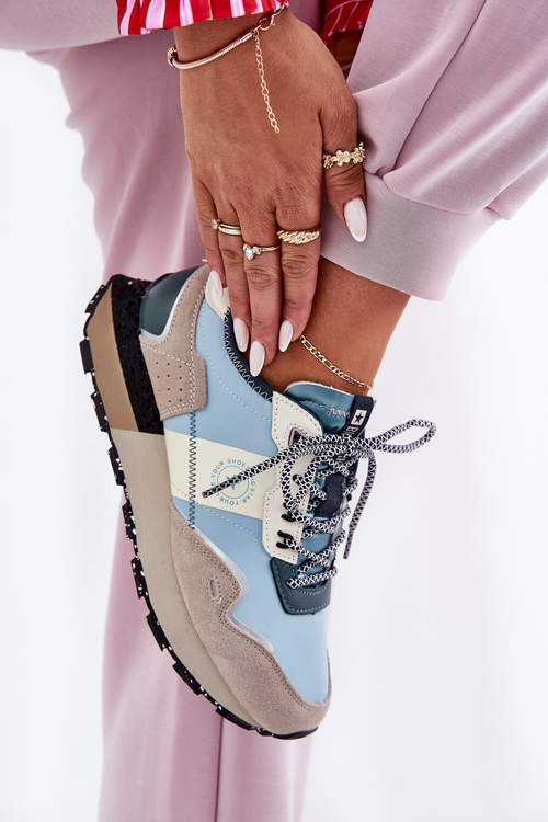 Dámské Semišové Tenisky Big Star RR274245 HI-POLY SYSTEM Šedo-Modré