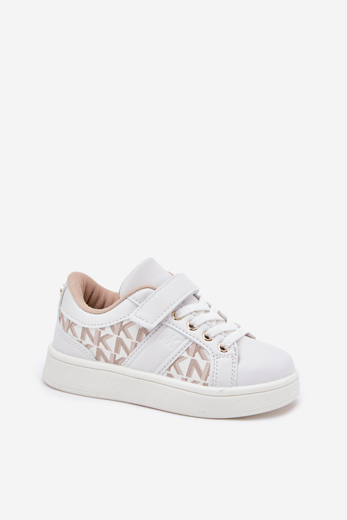Športová Obuv Sneakers Pre Deti Z Eko Kože Bielo-Bežová Anelisa