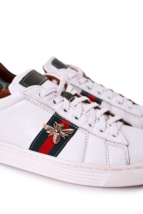 Pánské Kožené Boty Polobotky BEDNAREK Bílé