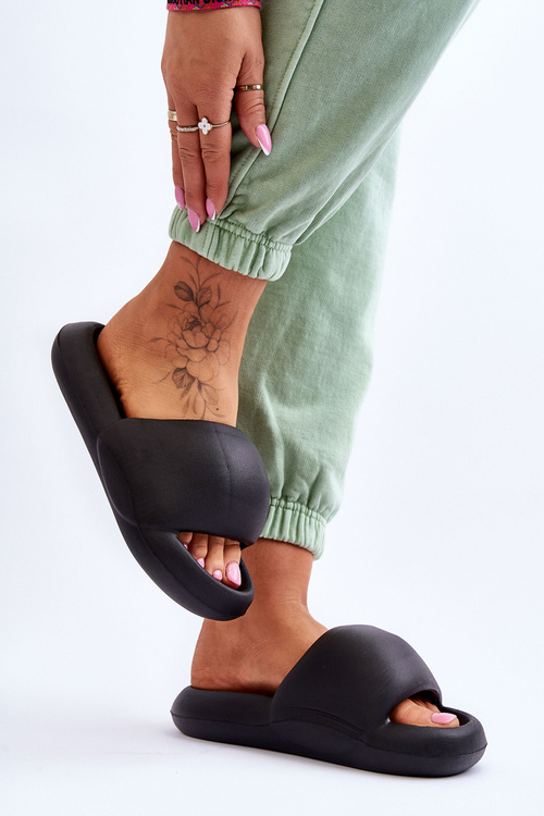 Dámské lehké pěnové pantofle na platformě Černe Milton