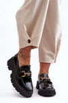 Ženské lakované topánky Loafer s dekoráciou Black Peuria