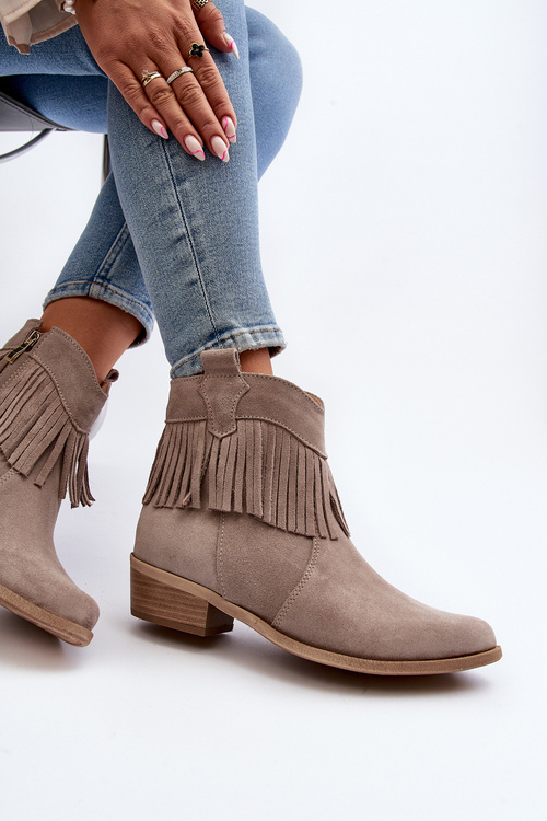 Zazoo 3430 Dámské zamszové botky s řemínky Cappucino