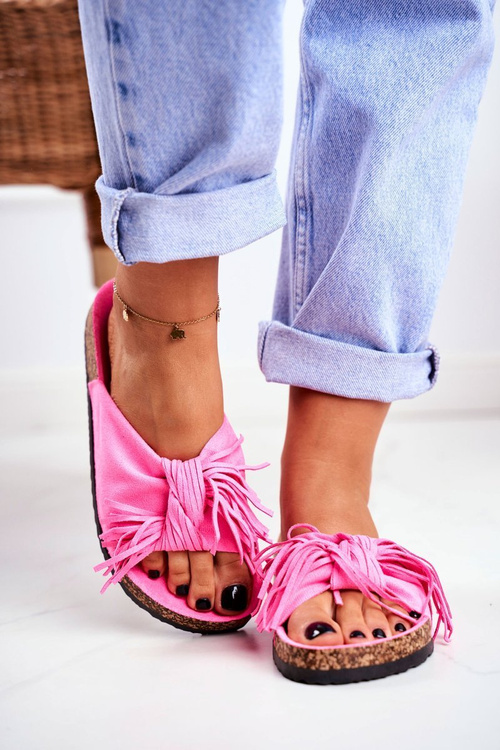 Dámske ružové klapky na dopravných džehách lemované marina