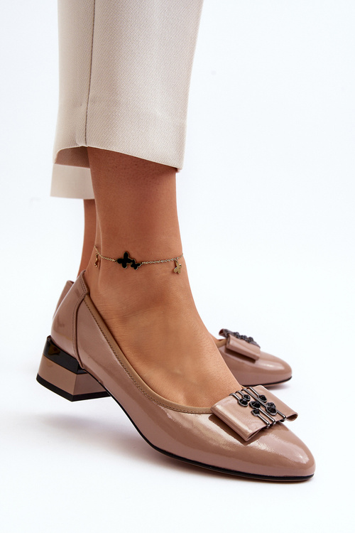 Lakové lodičky na podpatku béžové Ilvanna