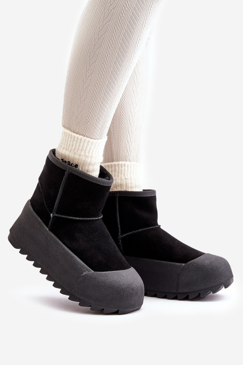 Zateplené semišové snehule na platforme Big Star OO274A213 čierne