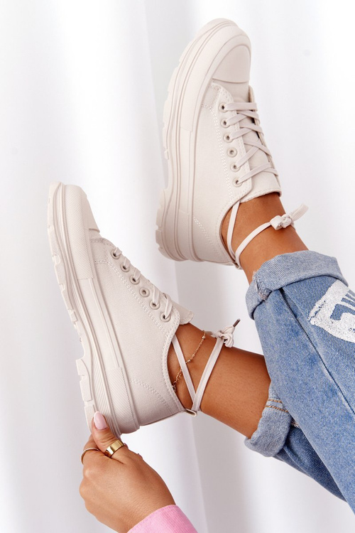 Dámské Tenisky Na Platformě Béžové Travel Time