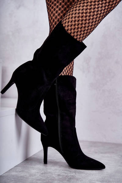 Black Arison Suede topánky na vysokej podpätku