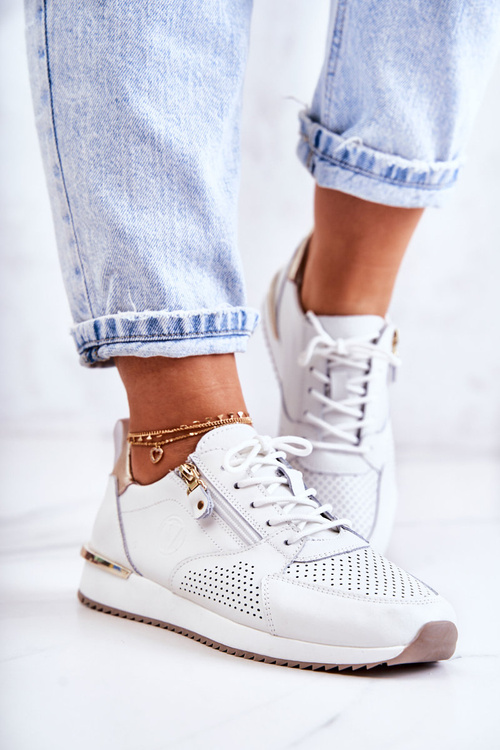 Dámske kožené športové topánky Biele horess