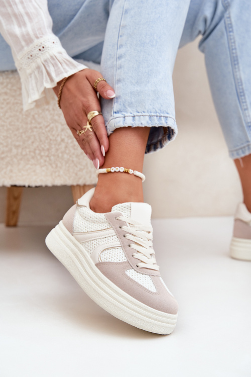 Dámské Tenisky Na Platformě Béžové Lesida