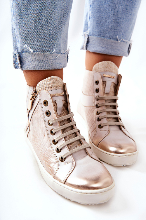 Vysoké tenisky na zip Monnari 0630-M15 Béžové