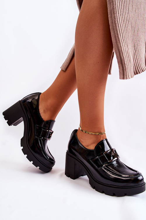 Elegantní boty na sloupu Se Stříbrným Ornamentem Černe Harmell