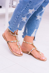Lu Boo Golden Women's Sandals s Benátkovými zirkónmi