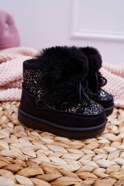 Detské topánky Snehové topánky s kožušinovou čiernou myšou Minnie