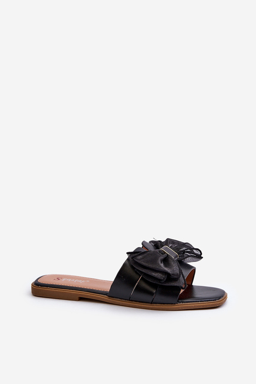 Dámské černé žabky s mašlí Balinda