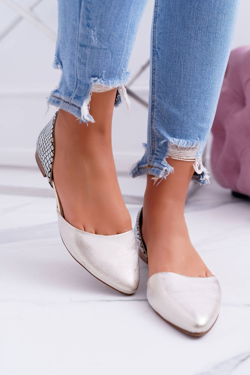 Dámské Baleríny Klasické Krokodýl Vzor Kožené Zlaté Anthem