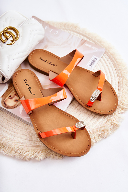 Ženské lakované flip -flops Jimena Orange