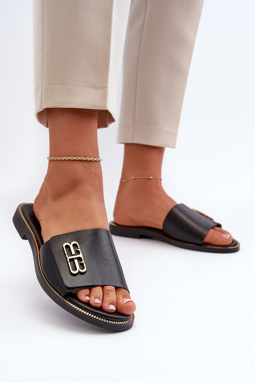 Zazoo 40384 Elegantní Dámské Kožené Černé Žabky