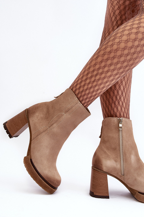 Ženské semišové topánky na post béžovej lemar remilda