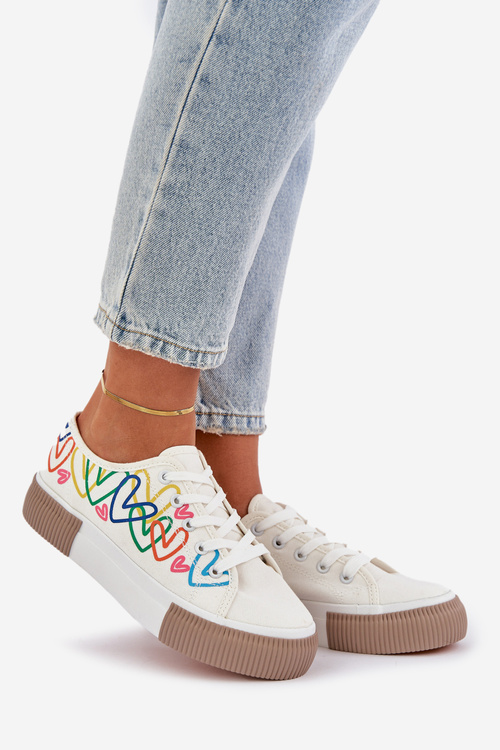 Dámske Tenisky Srdcia Biele Fonirea