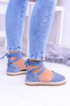 Dámské modre balleríny svázané s espadrilly Vasero